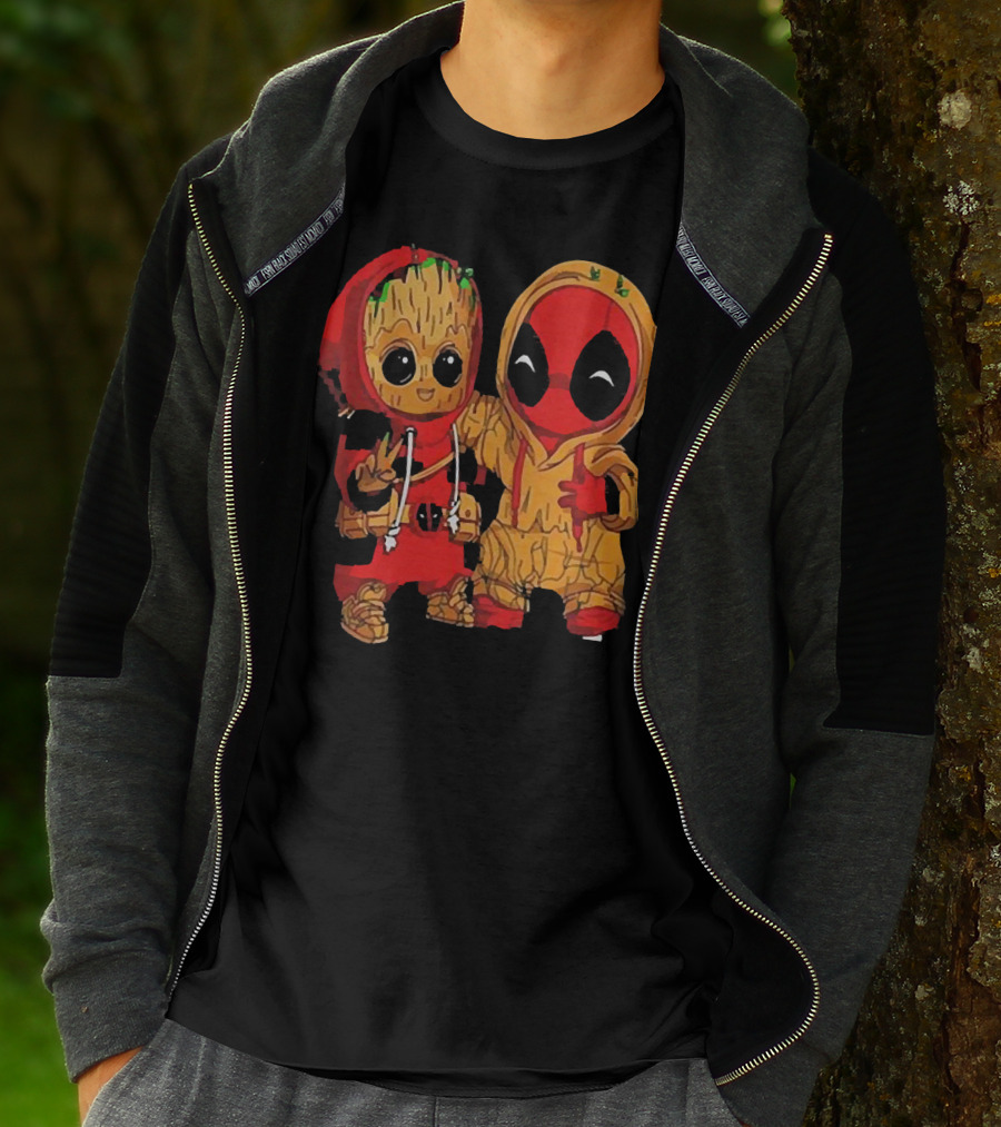 Baby Groot And Baby Deadpool Hoodie Friends T-Shirt