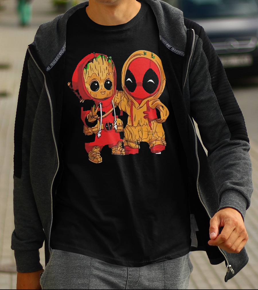Baby Groot And Baby Deadpool Hoodie Friends T-Shirt