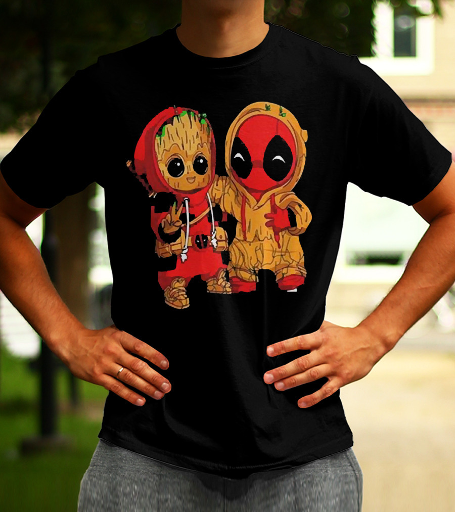 Baby Groot And Baby Deadpool Hoodie Friends T-Shirt