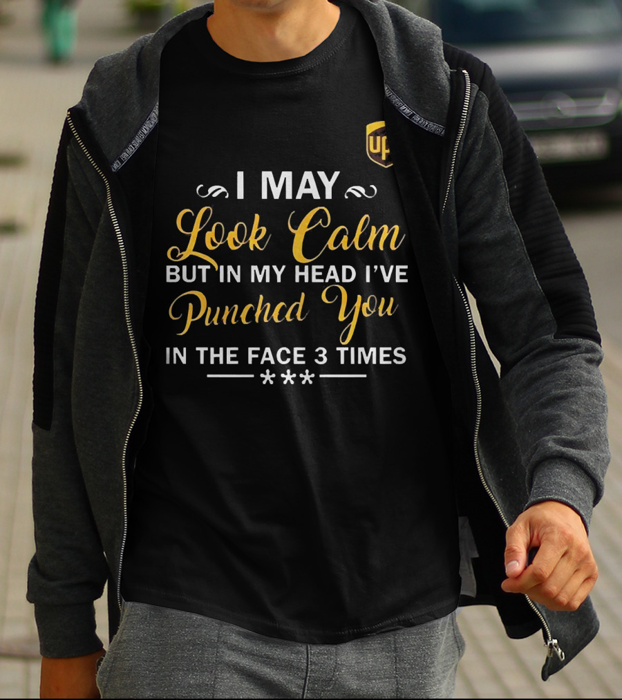 I May Look Calm But In My Head UPS Punched You In The Face 3 Times T-Shirt