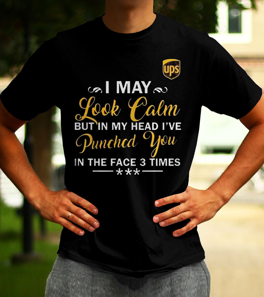 I May Look Calm But In My Head UPS Punched You In The Face 3 Times T-Shirt