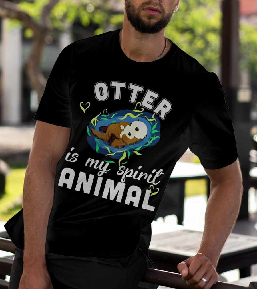 OTTER Is My Spirit Animal Playful Heart T-Shirt
