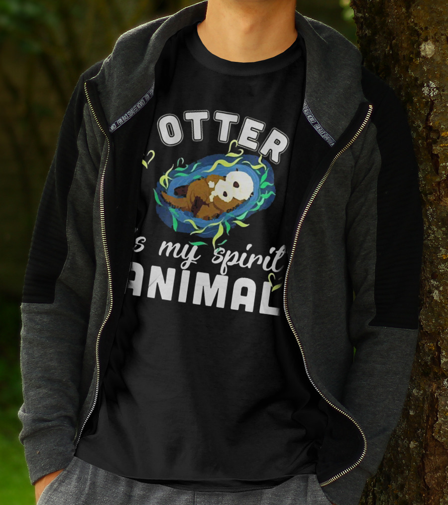 OTTER Is My Spirit Animal Playful Heart T-Shirt
