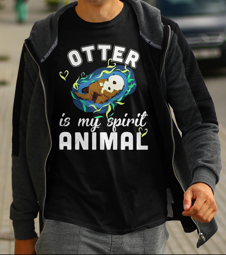 OTTER Is My Spirit Animal Playful Heart T-Shirt