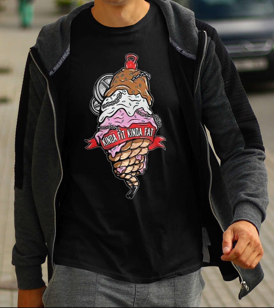 Hafthor Bjornsson Kinda Fit Kinda Fat Ice Cream Weightlifting Chains T-Shirt