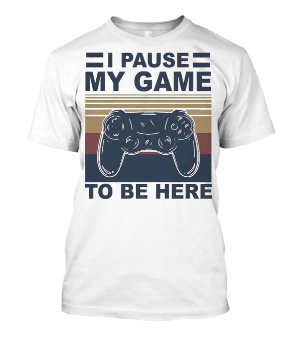 I Pause My Game To Be Here Game Controller Retro Stripe T-Shirt
