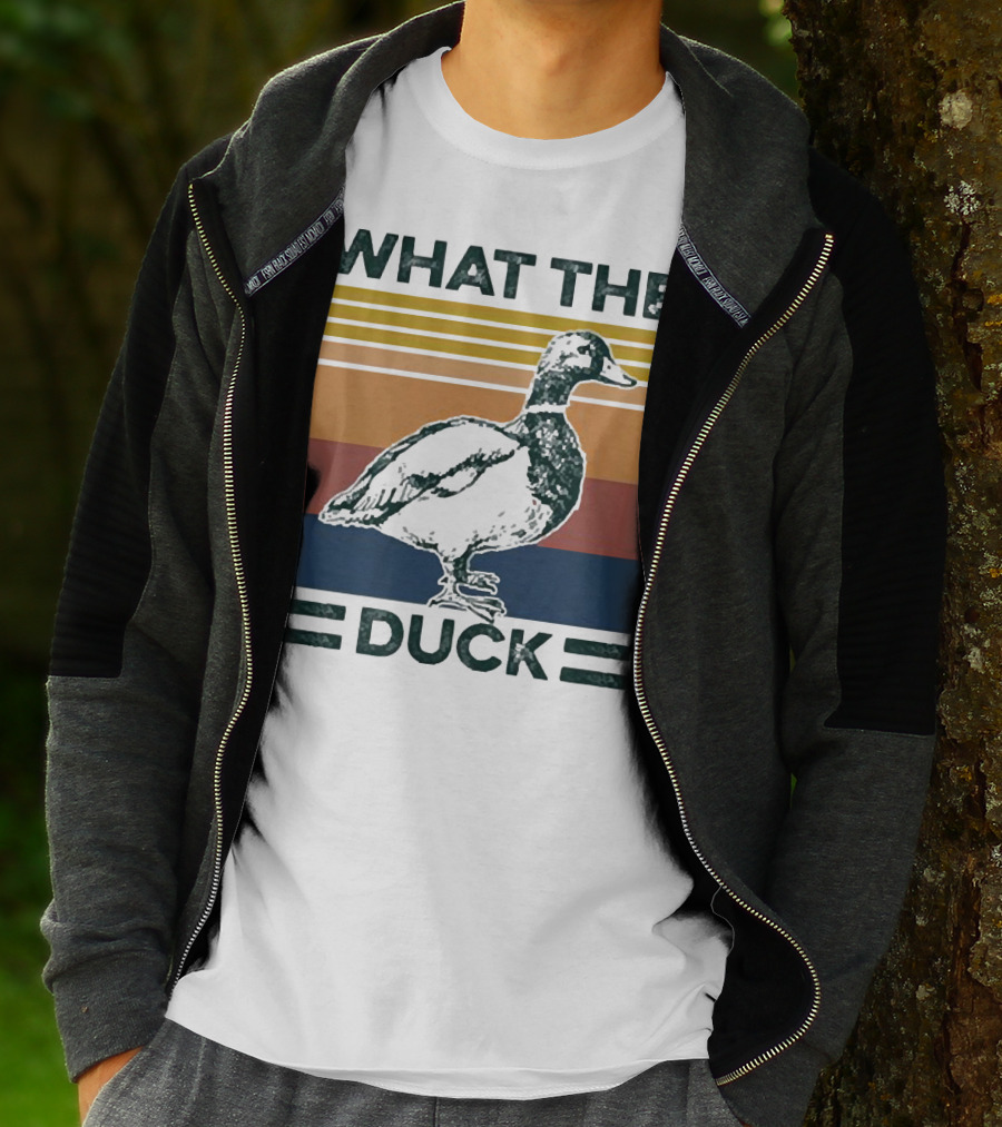 What The Duck Vintage Style Retro Stripes Duck Image T-Shirt