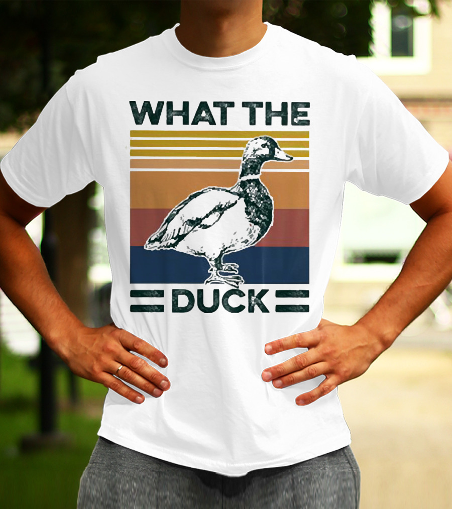 What The Duck Vintage Style Retro Stripes Duck Image T-Shirt