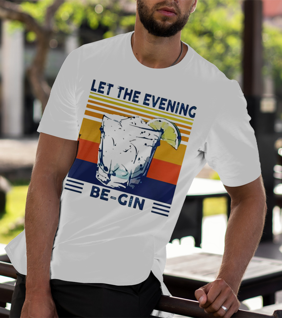Let The Evening Be-Gin Retro Cocktail Glass And Lime T-Shirt