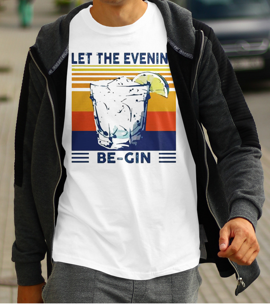 Let The Evening Be-Gin Retro Cocktail Glass And Lime T-Shirt