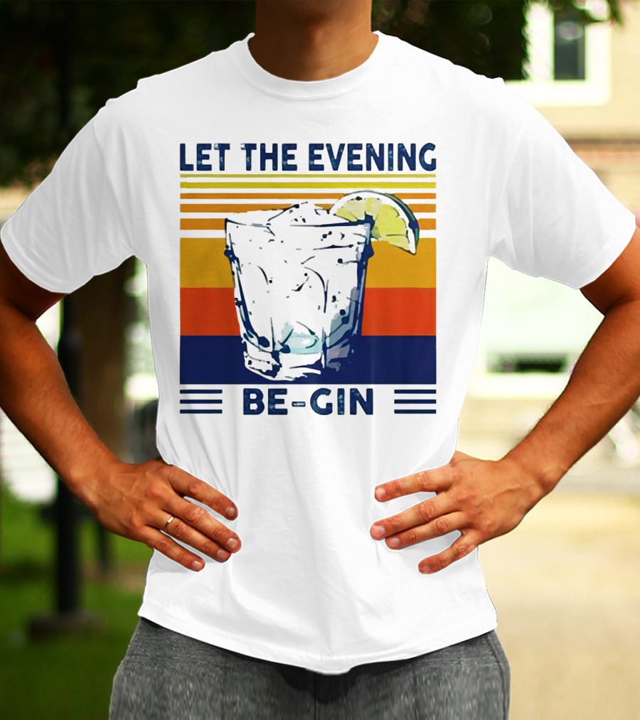 Let The Evening Be-Gin Retro Cocktail Glass And Lime T-Shirt