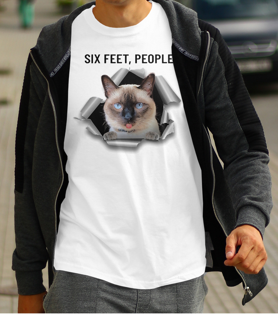 Siamese Cat Six Feet People Torn Ripper T-Shirt