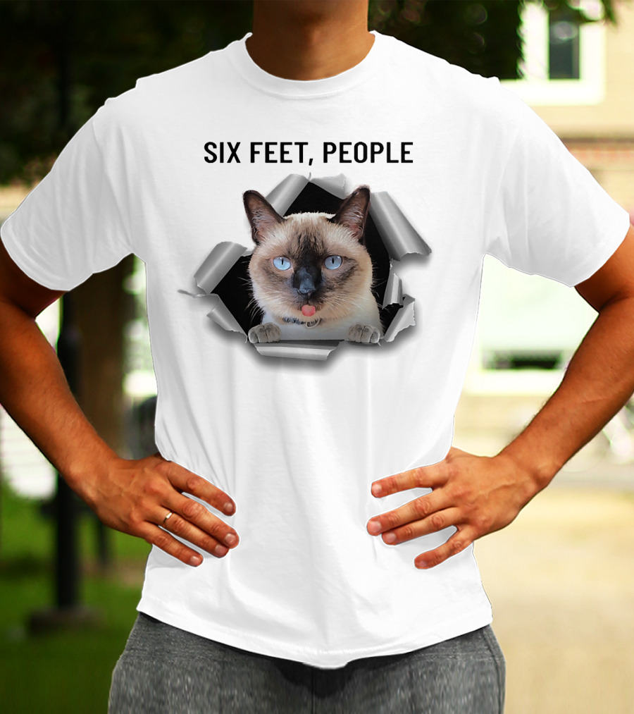 Siamese Cat Six Feet People Torn Ripper T-Shirt