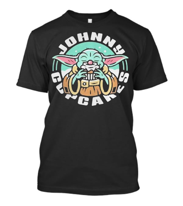 Johnny Cupcakes Baby Yoda Enjoying Cupcake T-Shirt