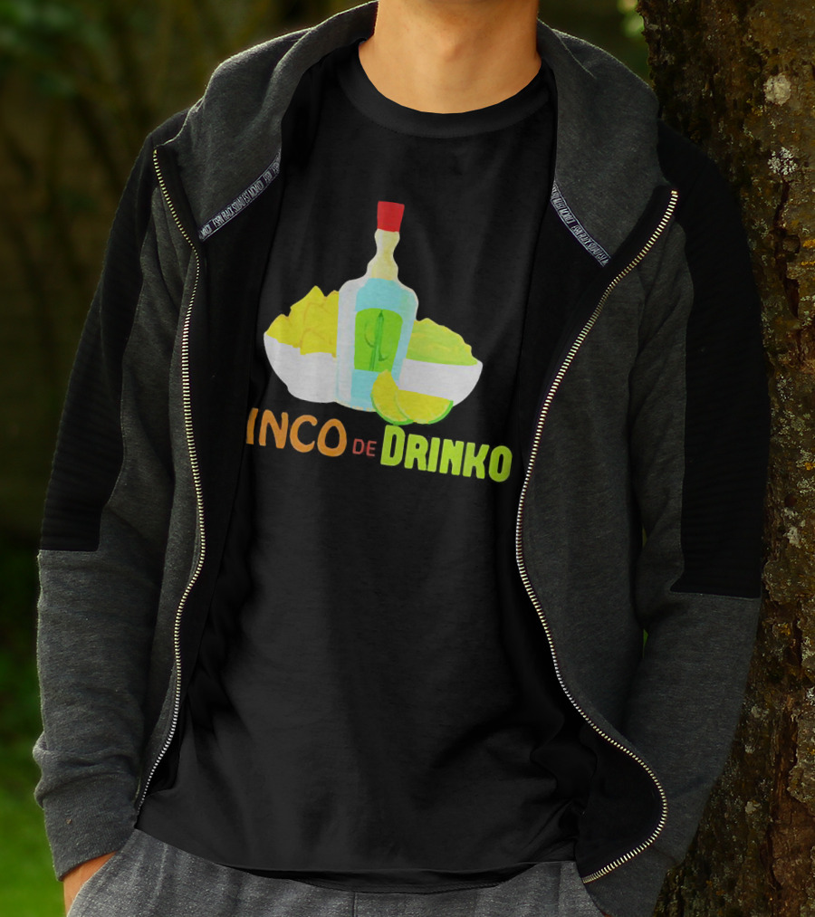 Cinco De Drinko Cinco De Mayo Wine Lemon Cocktail Bottle Lime Chips T-Shirt