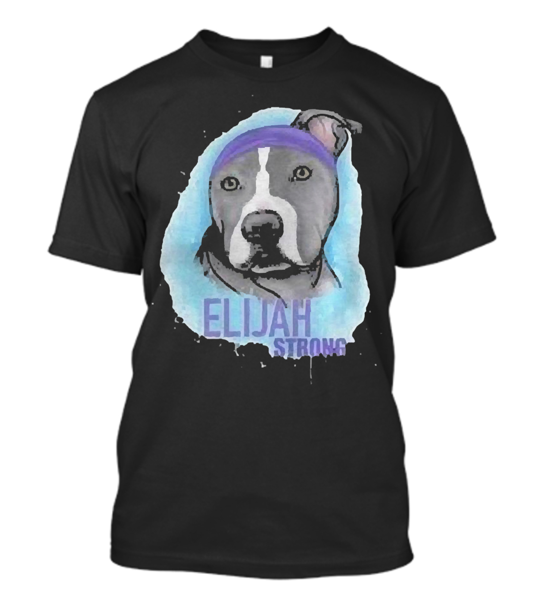 Elijah Strong Watercolor Dog Portrait In Purple Bandana T-Shirt