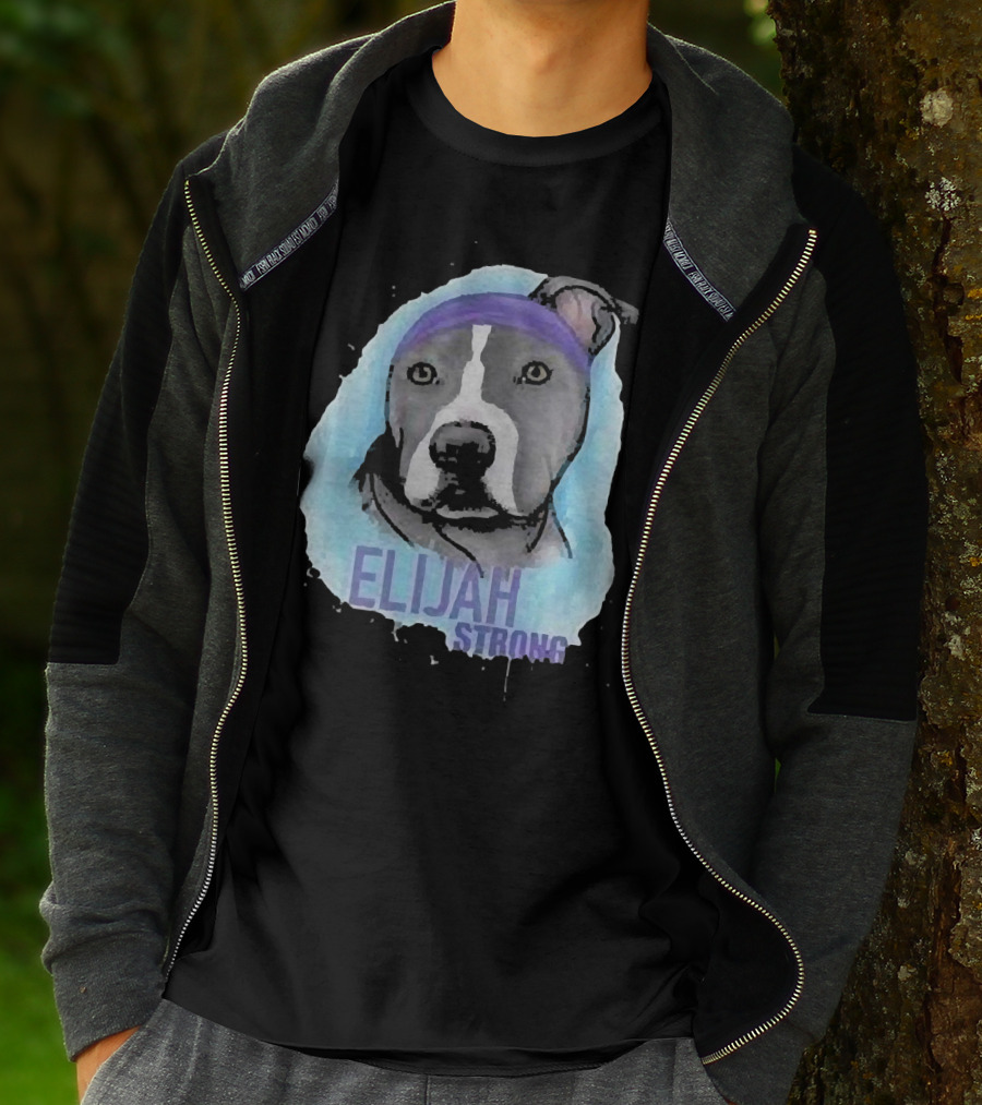 Elijah Strong Watercolor Dog Portrait In Purple Bandana T-Shirt
