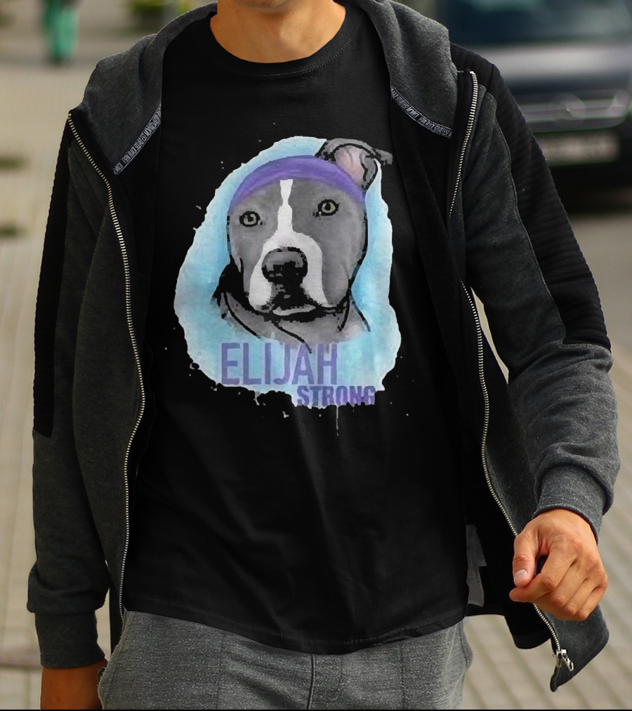 Elijah Strong Watercolor Dog Portrait In Purple Bandana T-Shirt