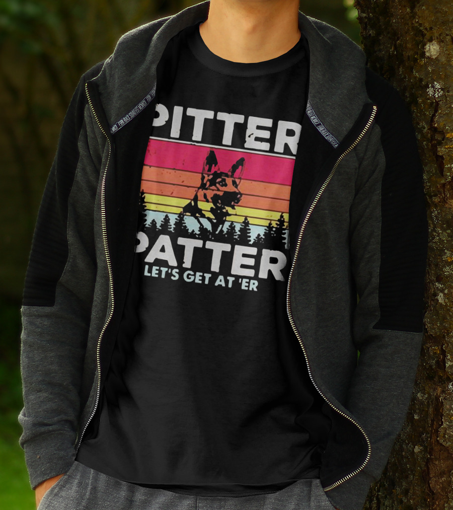 Pitter Patter German Shepherd Let's Get At 'Er Vintage Sunset Forest T-Shirt