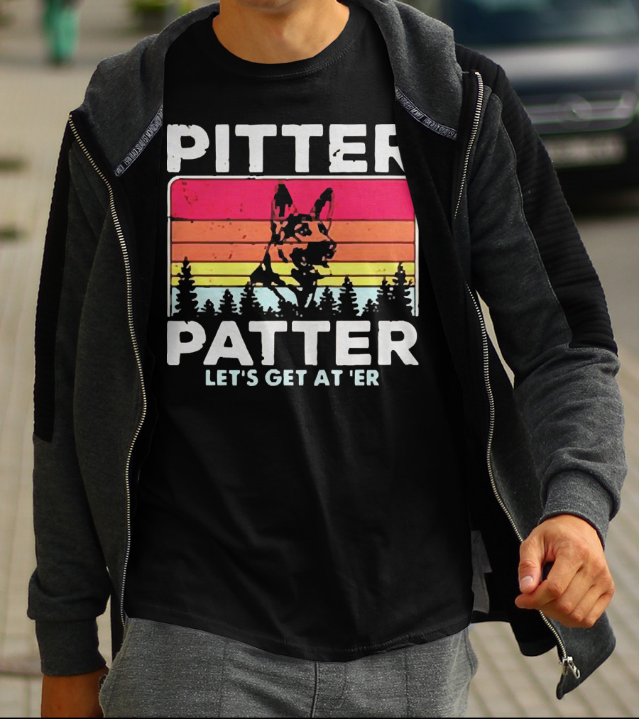 Pitter Patter German Shepherd Let's Get At 'Er Vintage Sunset Forest T-Shirt