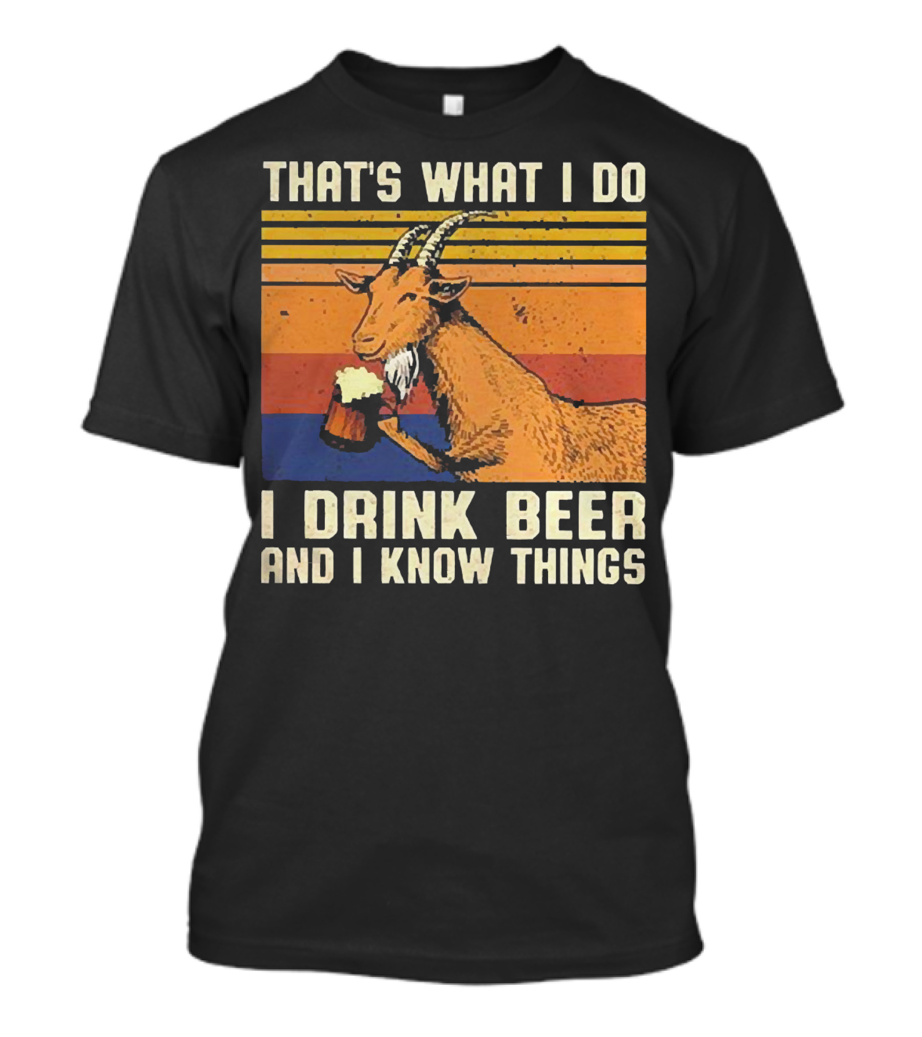 THAT'S WHAT I DO I DRINK BEER AND I KNOW THINGS GOAT VINTAGE STRIPES T-Shirt