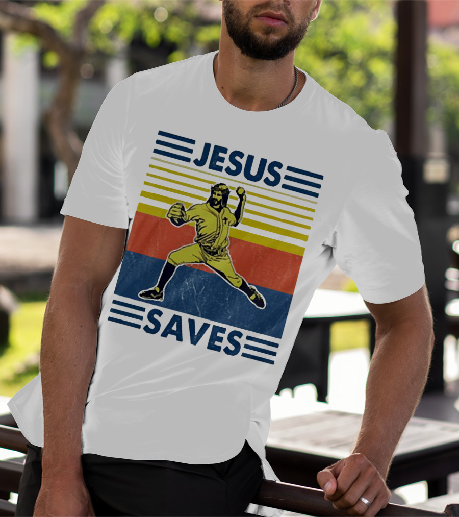 Jesus Saves Baseball Pitcher T-Shirt