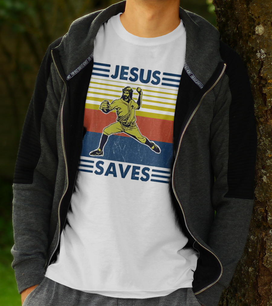 Jesus Saves Baseball Pitcher T-Shirt