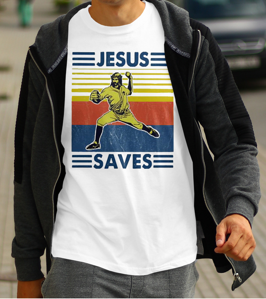 Jesus Saves Baseball Pitcher T-Shirt