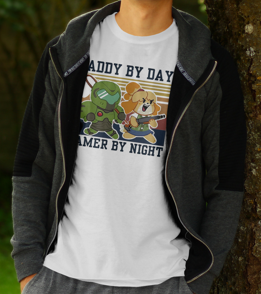 Daddy By Day Gamer By Night Doomguy Isabelle Crossover T-Shirt