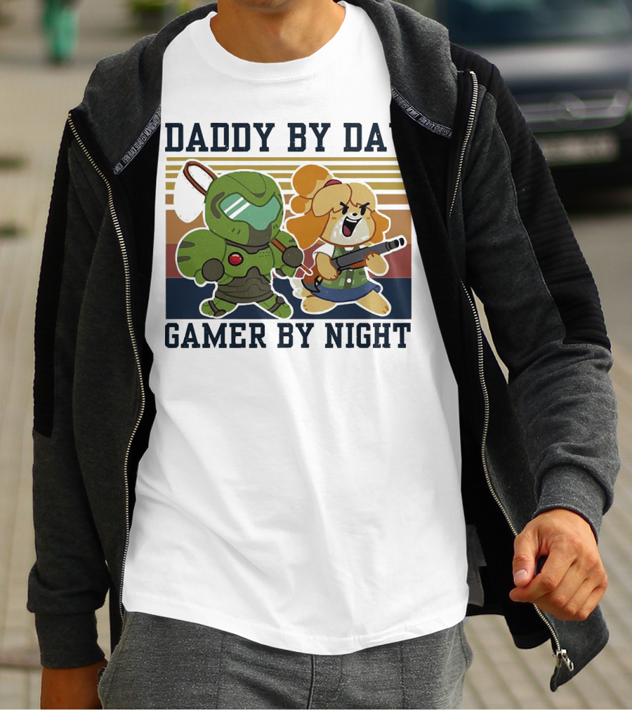 Daddy By Day Gamer By Night Doomguy Isabelle Crossover T-Shirt