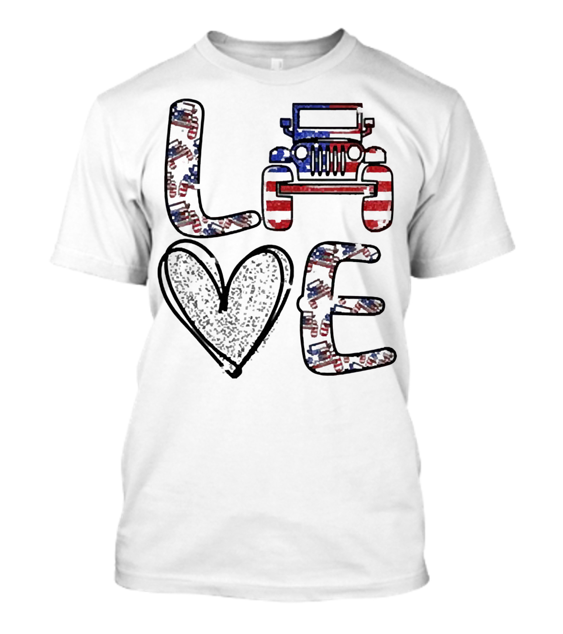 Love Jeep American Flag Enthusiast T-Shirt
