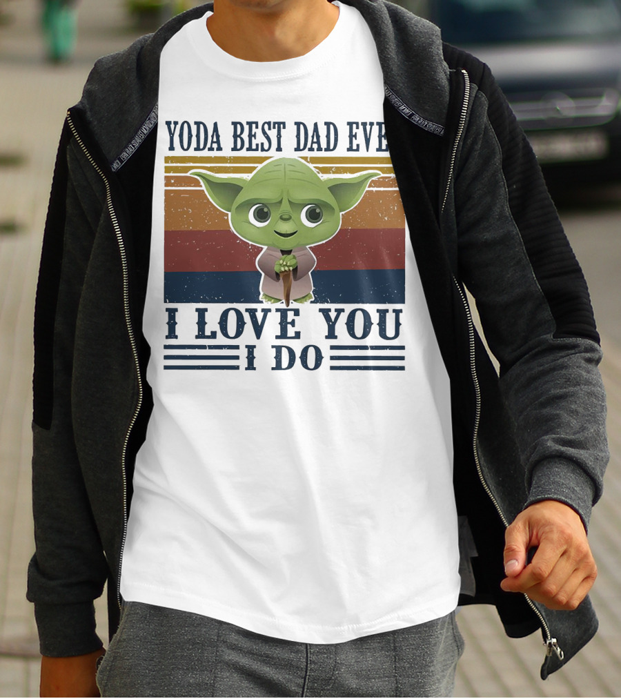 Yoda Best Dad Ever I Love You I Do Retro Colors T-Shirt