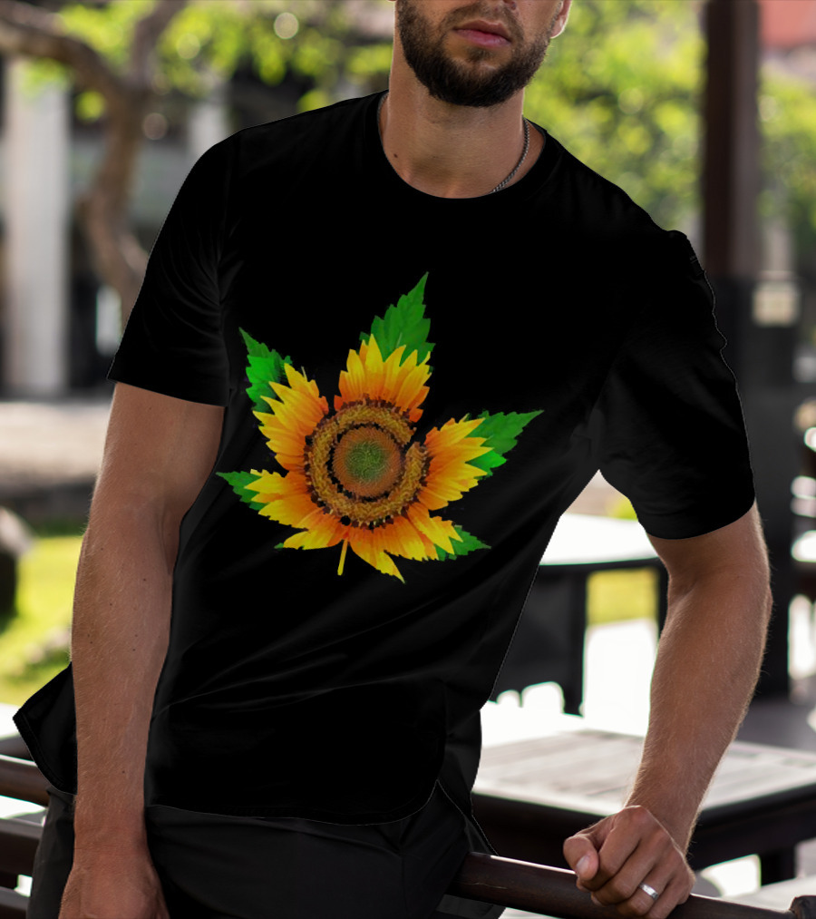Weed Leaf Sunflower Beautiful T-Shirt