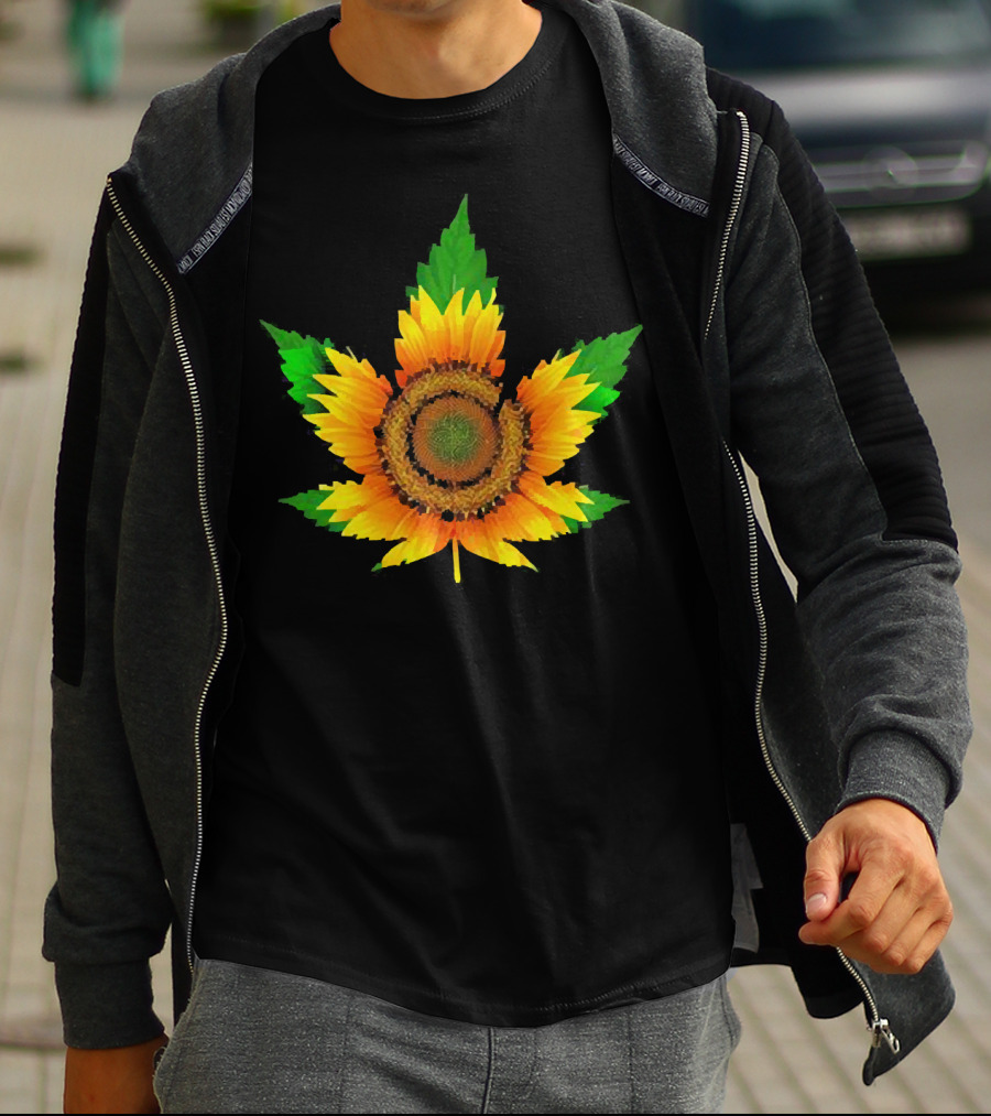 Weed Leaf Sunflower Beautiful T-Shirt