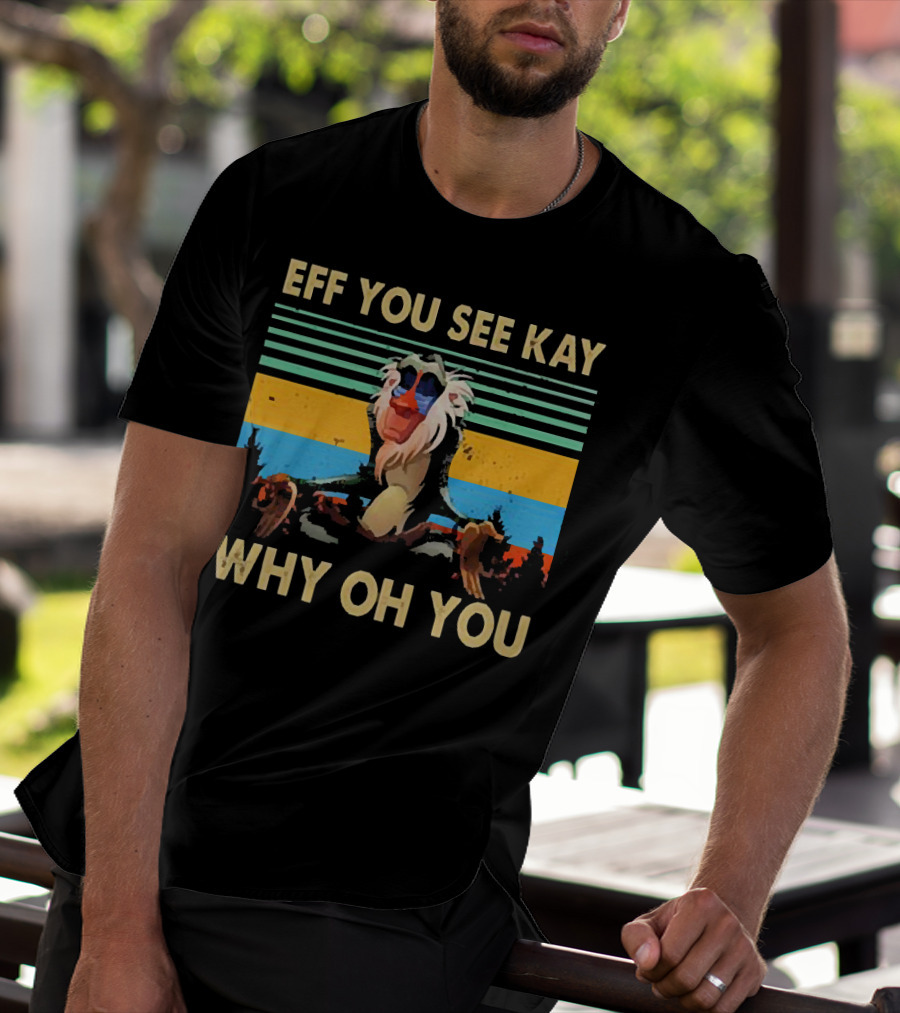 Eff You See Kay Why Oh You Yoga Monkey Retro Sunset T-Shirt