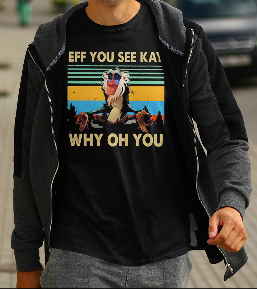 Eff You See Kay Why Oh You Yoga Monkey Retro Sunset T-Shirt