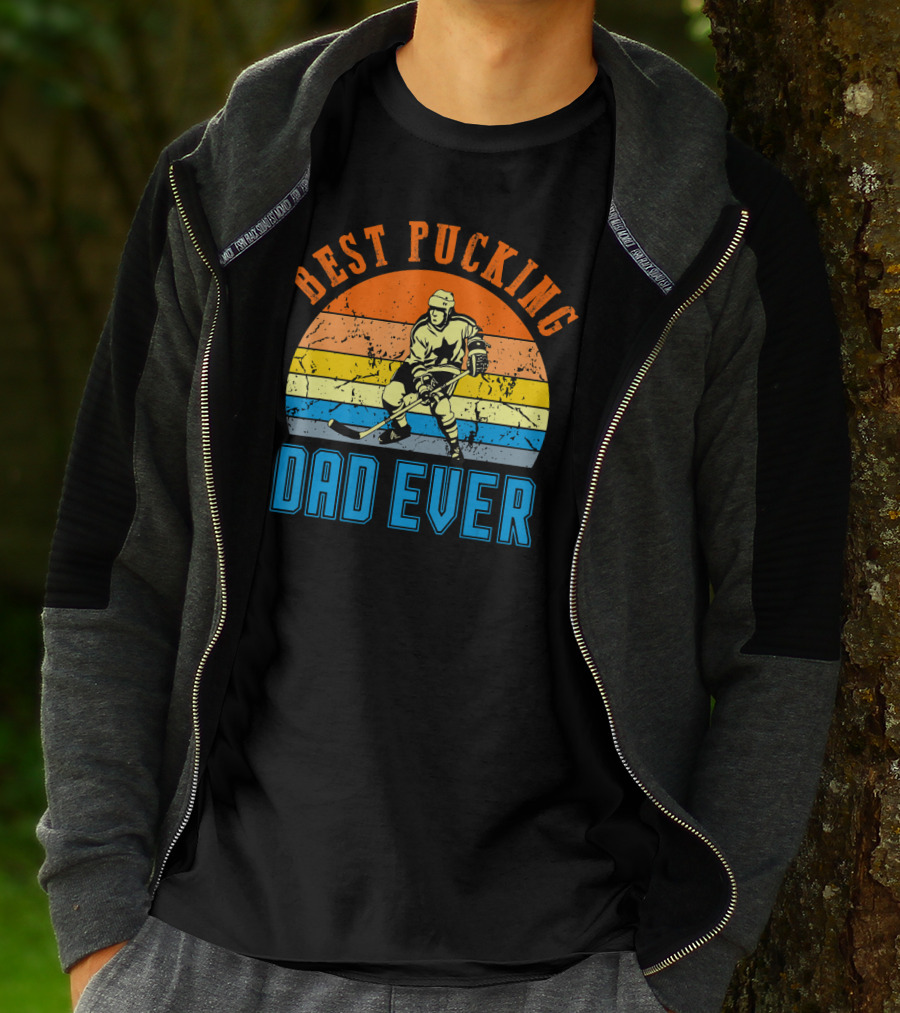 Best Pucking Dad Ever Vintage Retro Hockey Dads T-Shirt