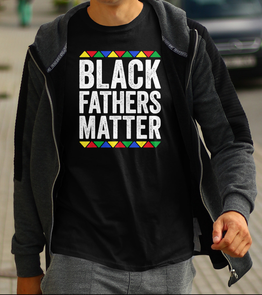 Black Fathers Matter Black Pride Triangular Pattern African Colors T-Shirt