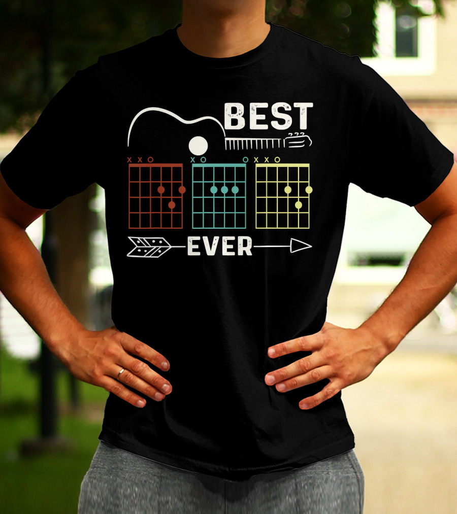 Best Dad Ever Guitar Chords Rock Music Player T-Shirt