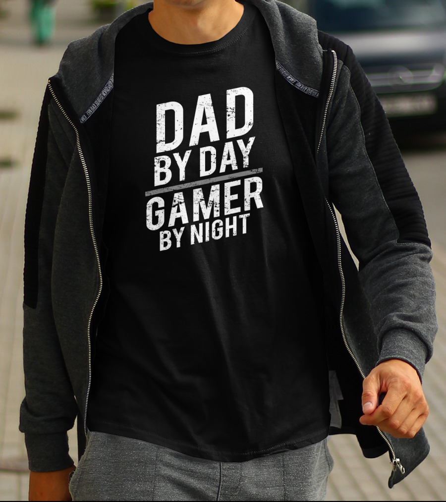 Dad By Day Gamer By Night Funny Gamer Dad T-Shirt