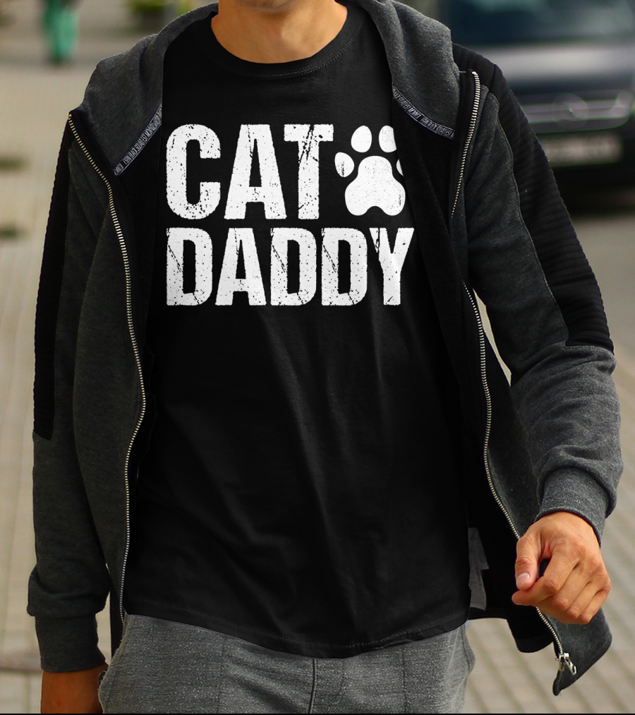 Cat Daddy Men's Funny Rad Dad Cat Paw T-Shirt