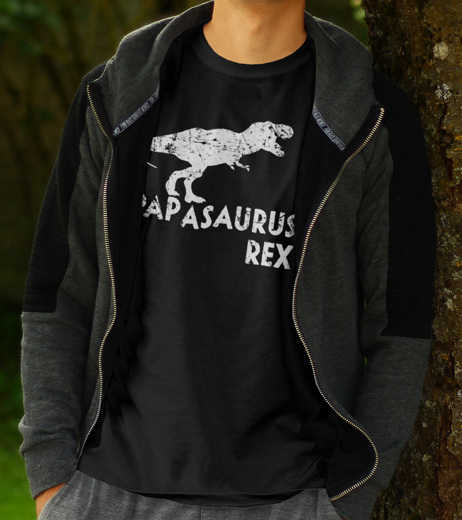 Mens Papasaurus Rex Funny Cute Dinosaur Father's Day T-Rex T-Shirt