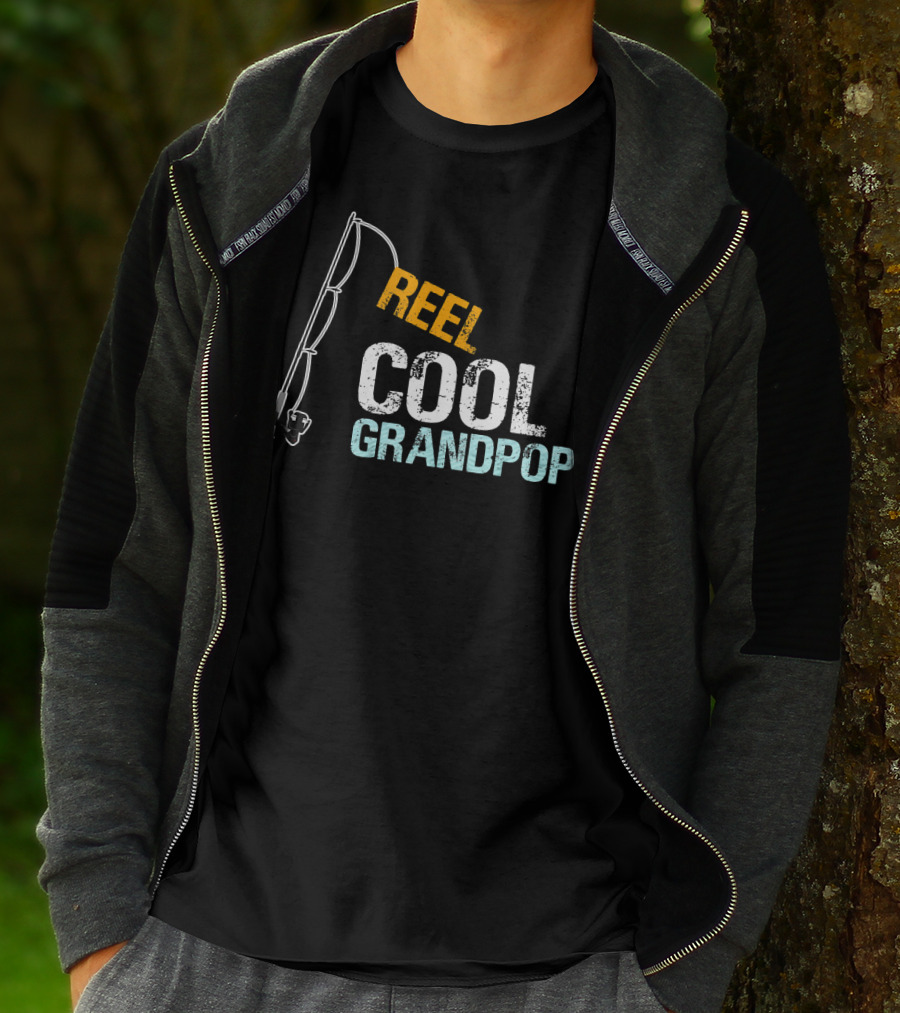 Mens Reel Cool Grandpop From Granddaughter Grandson Fishing Rod T-Shirt