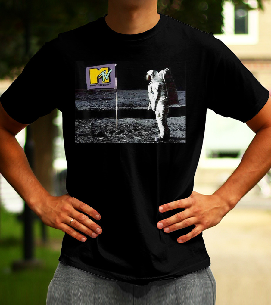 MTV Music Television Astronaut Planting Flag Man On The Moon T-Shirt