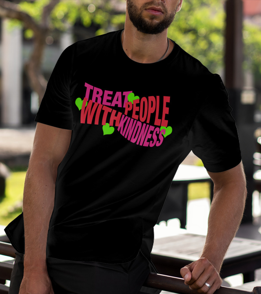 Treat People With Kindness Neon Hearts T-Shirt