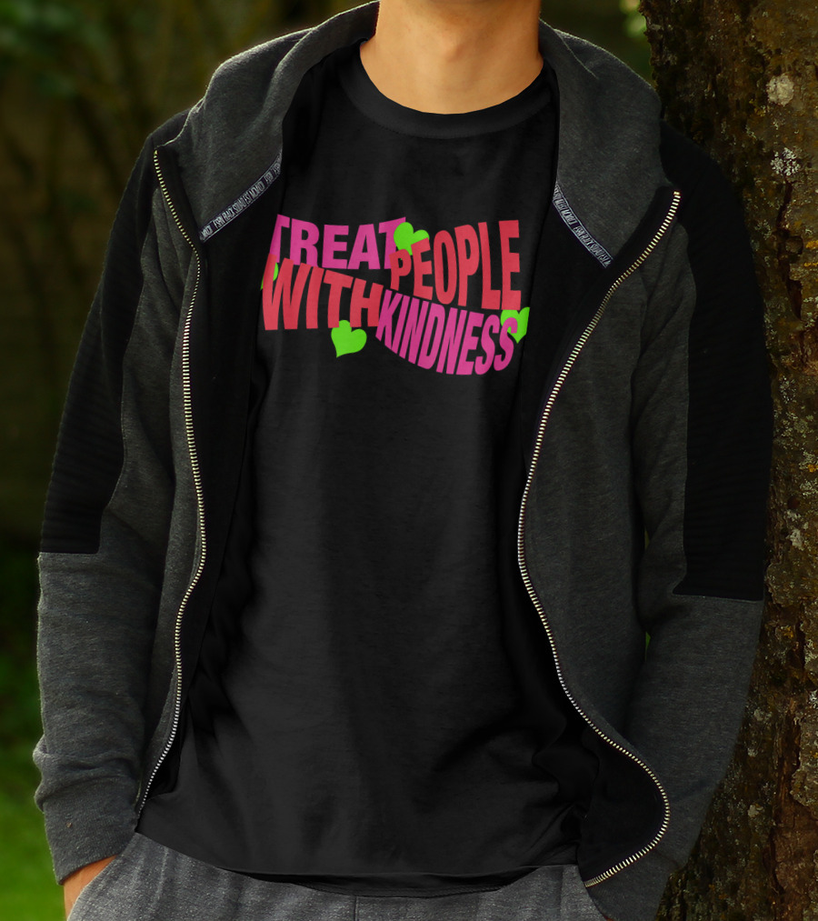Treat People With Kindness Neon Hearts T-Shirt