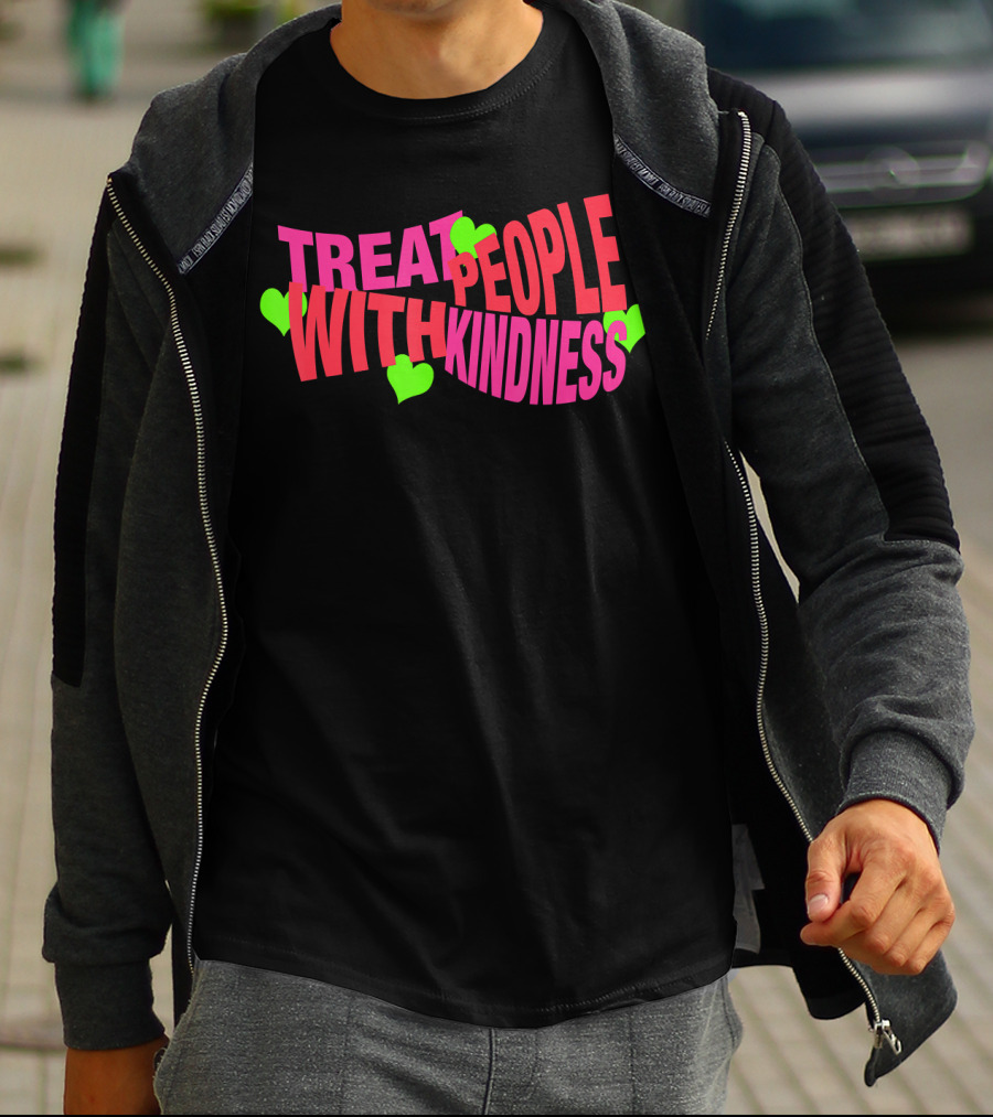 Treat People With Kindness Neon Hearts T-Shirt