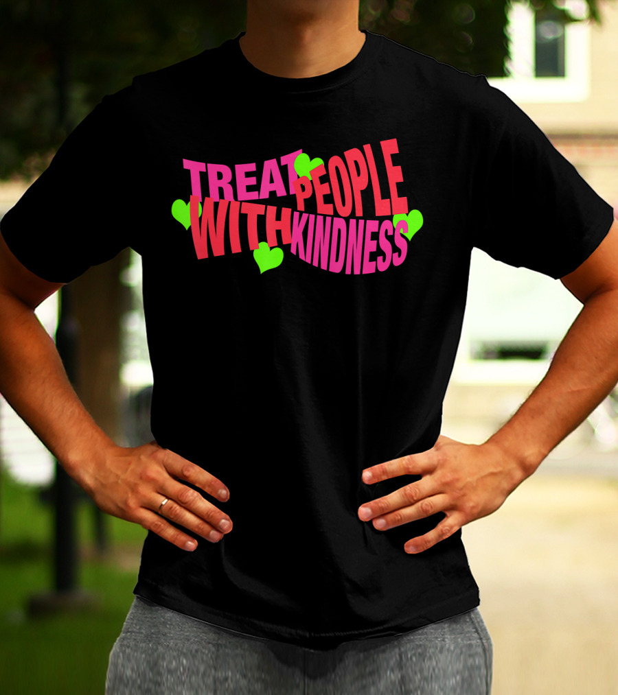 Treat People With Kindness Neon Hearts T-Shirt