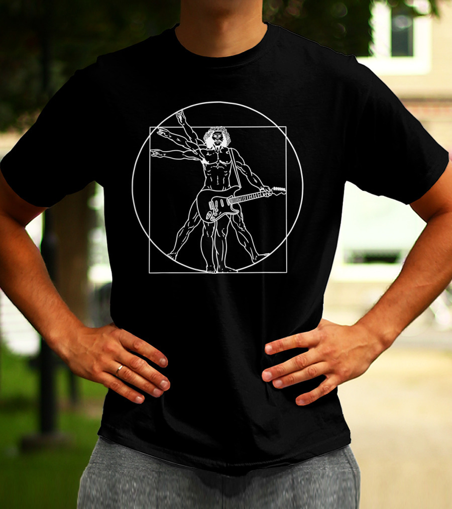 Vitruvian Man Leonardo Da Vinci Guitar Musician T-Shirt