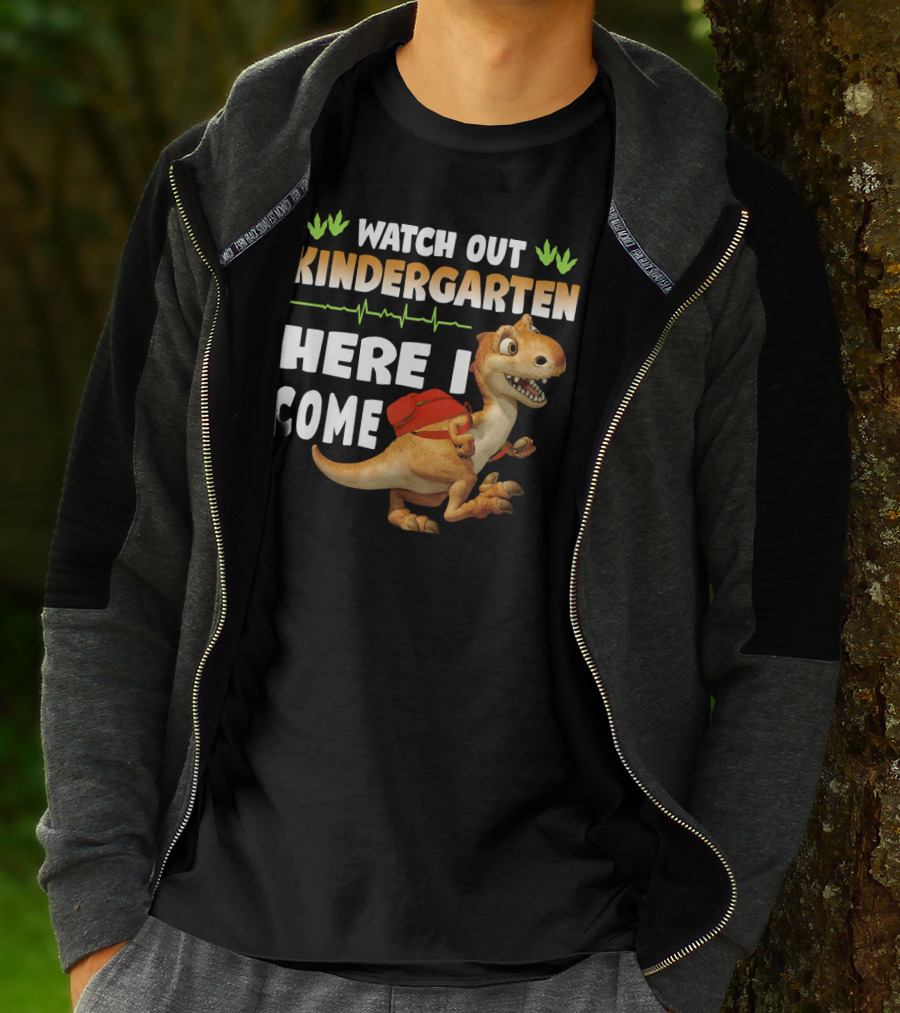Watch Out Kindergarten Here I Come Dinosaur Back To School T-Shirt